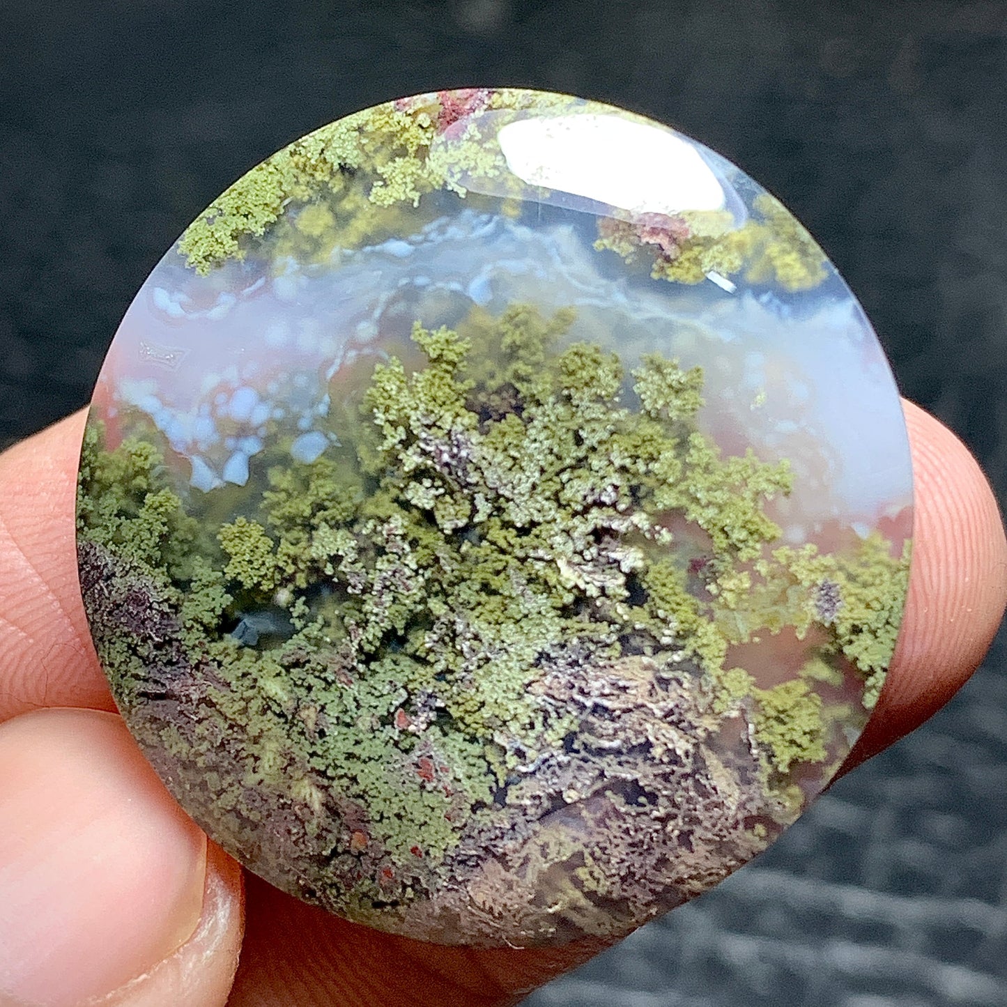 Scenic Moss Agate Cabochon 30x30x6.5mm