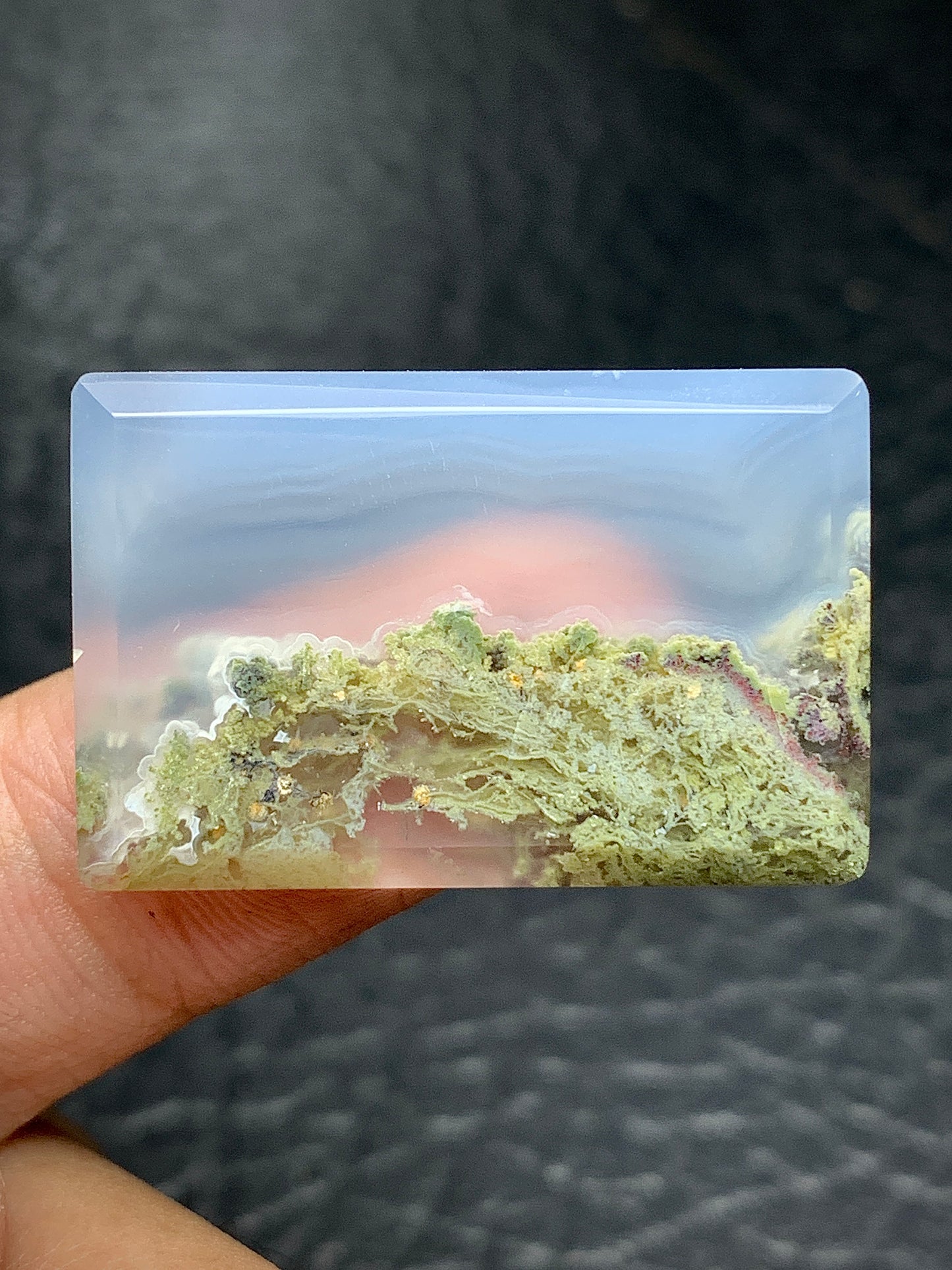 Scenic Moss Agate Cabochon 30x19.5x4.5mm