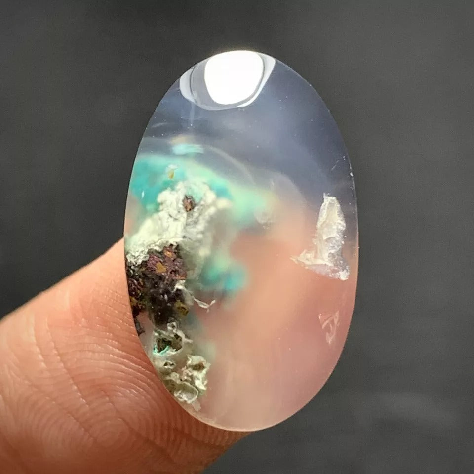 Tiny Chrysocolla Native Copper Cabochon 20x12.6x5mm