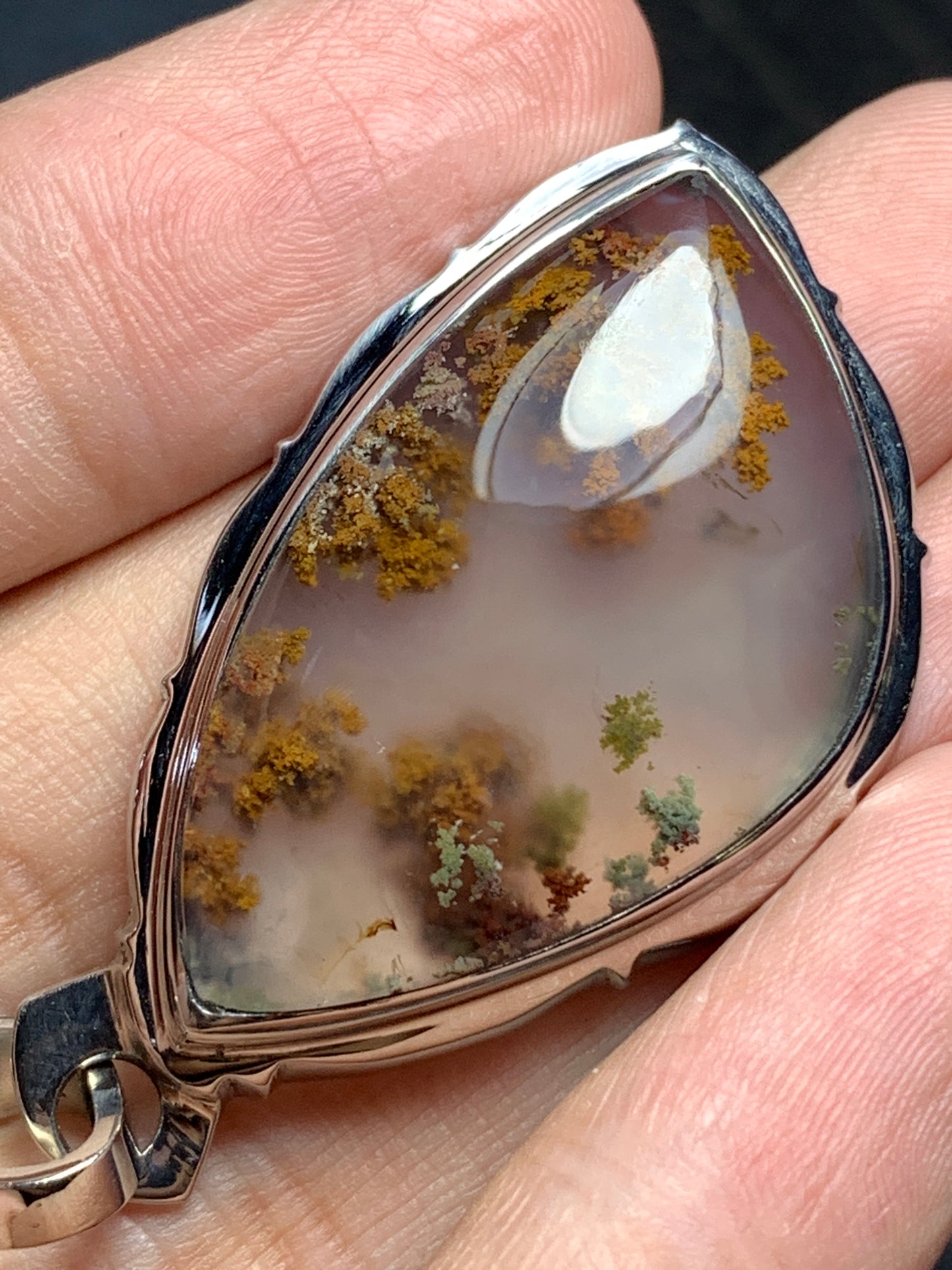 Scenic Moss Agate Teardrop Pendant 38x24x8.5mm