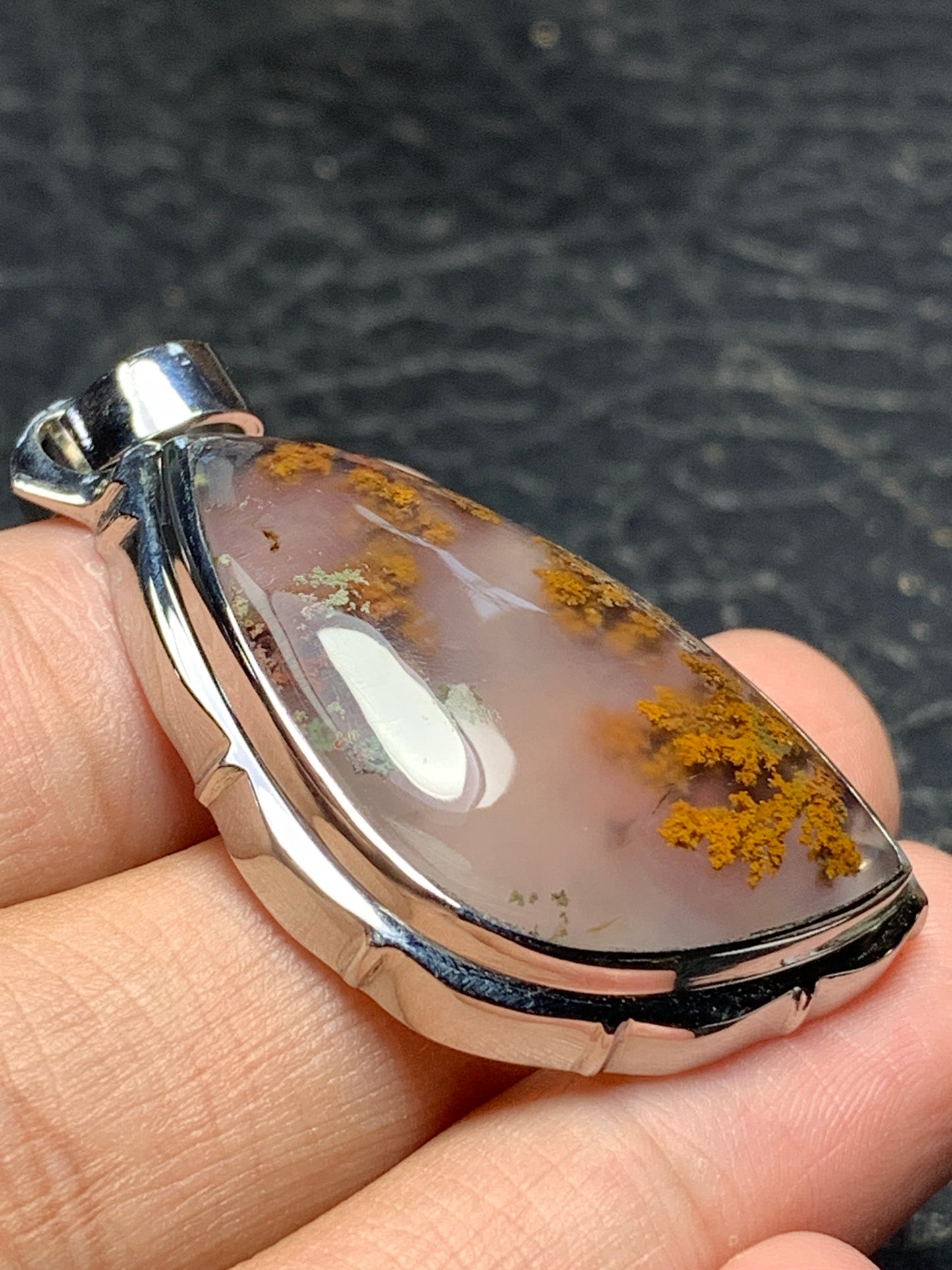 Scenic Moss Agate Teardrop Pendant 38x24x8.5mm