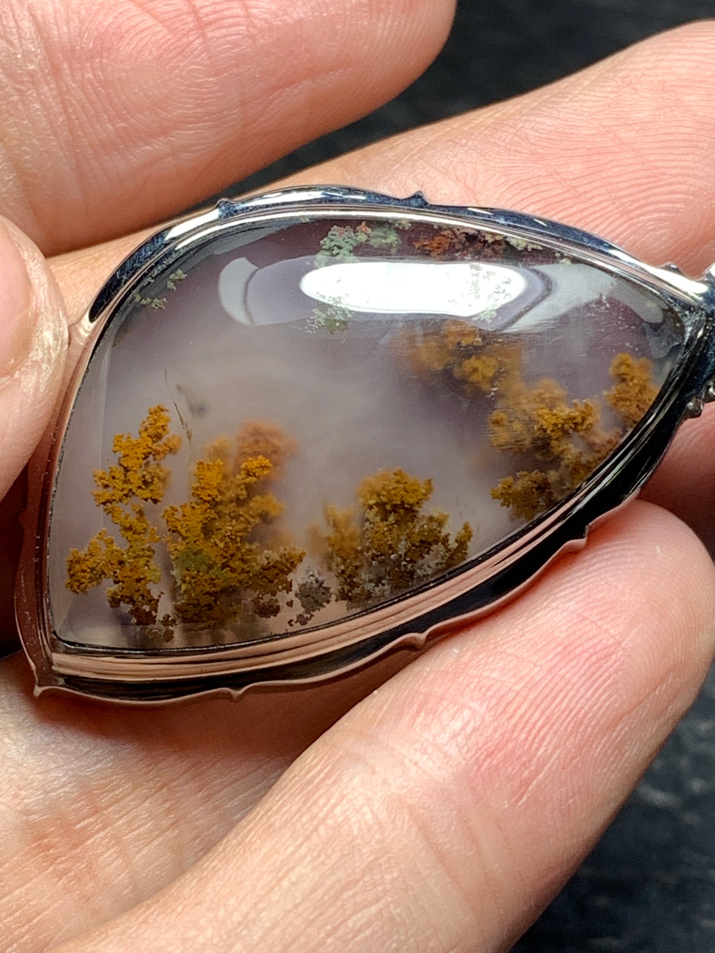 Scenic Moss Agate Teardrop Pendant 38x24x8.5mm