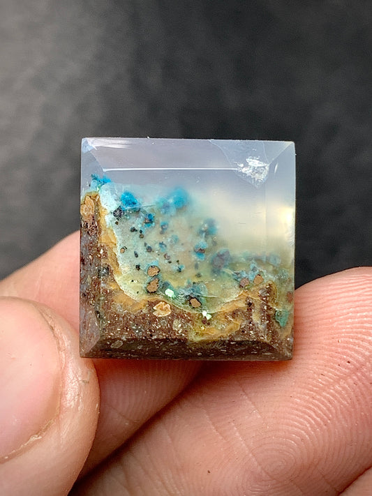 Chrysocolla with Native Copper Square Cabochon 14x13.5x5mm