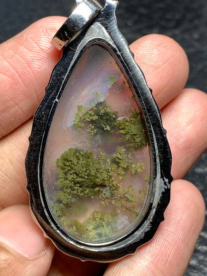 Scenic Moss Agate Teardrop Pendant 49.8x27x8mm