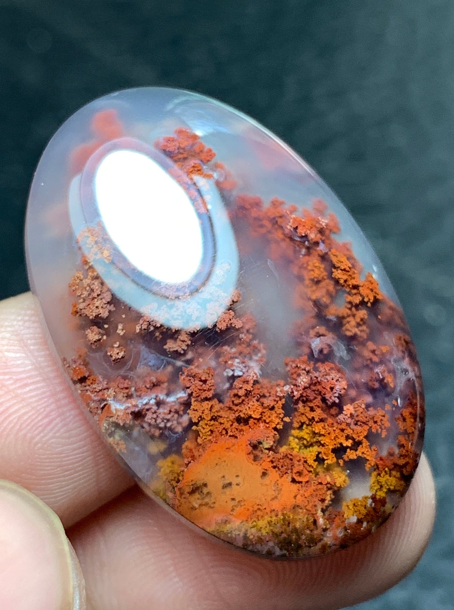 Unique Scenic Moss Agate Oval Cabochon 31.9x21.2x8 mm