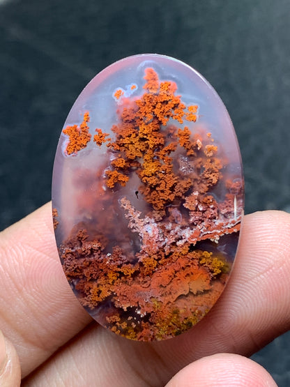 Unique Scenic Moss Agate Oval Cabochon 31.9x21.2x8 mm