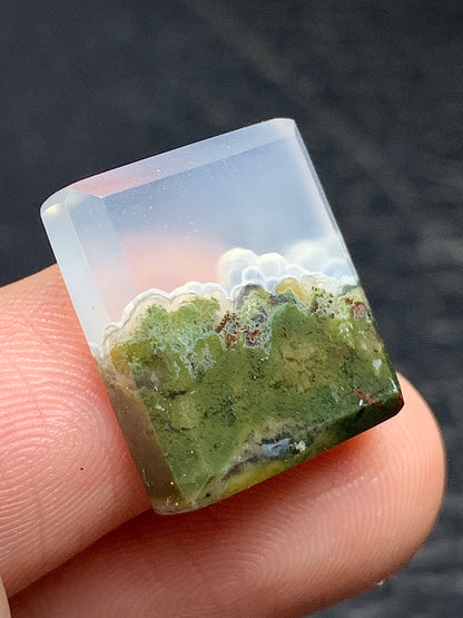 Scenic Moss Agate Rectangle Cabochon 17x15x4.8mm