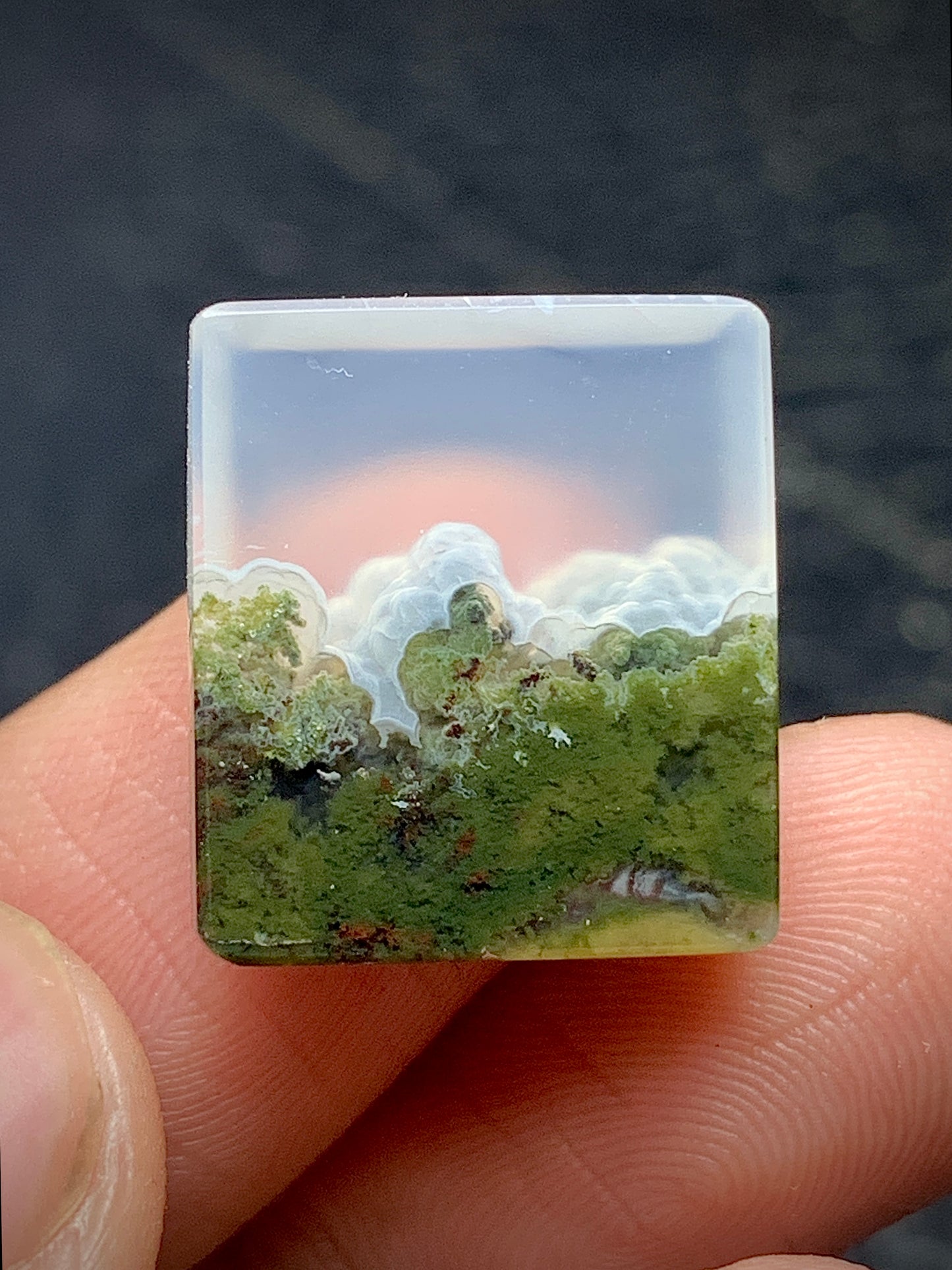 Scenic Moss Agate Rectangle Cabochon 17x15x4.8mm