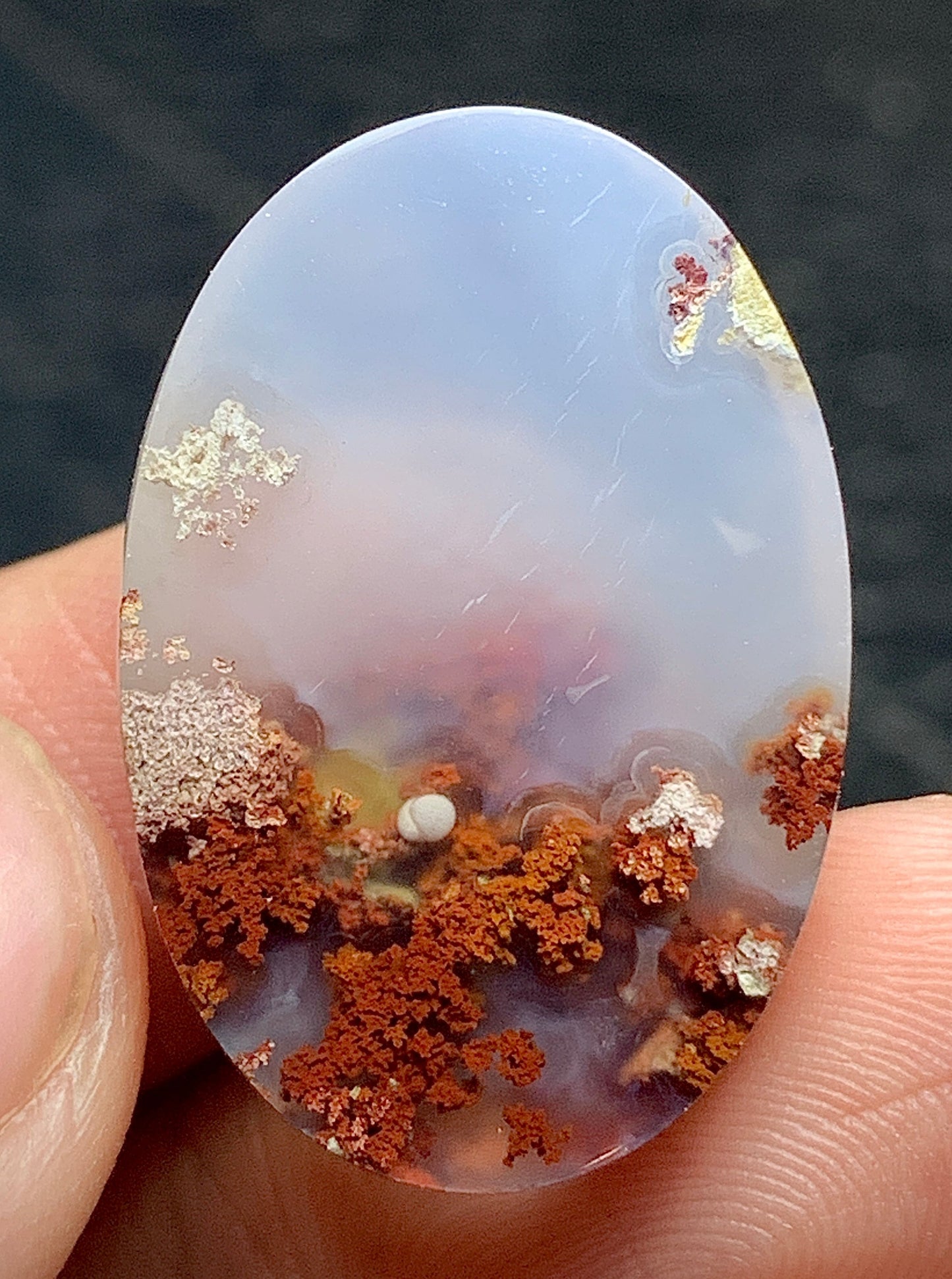 Scenic Moss Agate Oval Cabochon 26x18x7.8mm