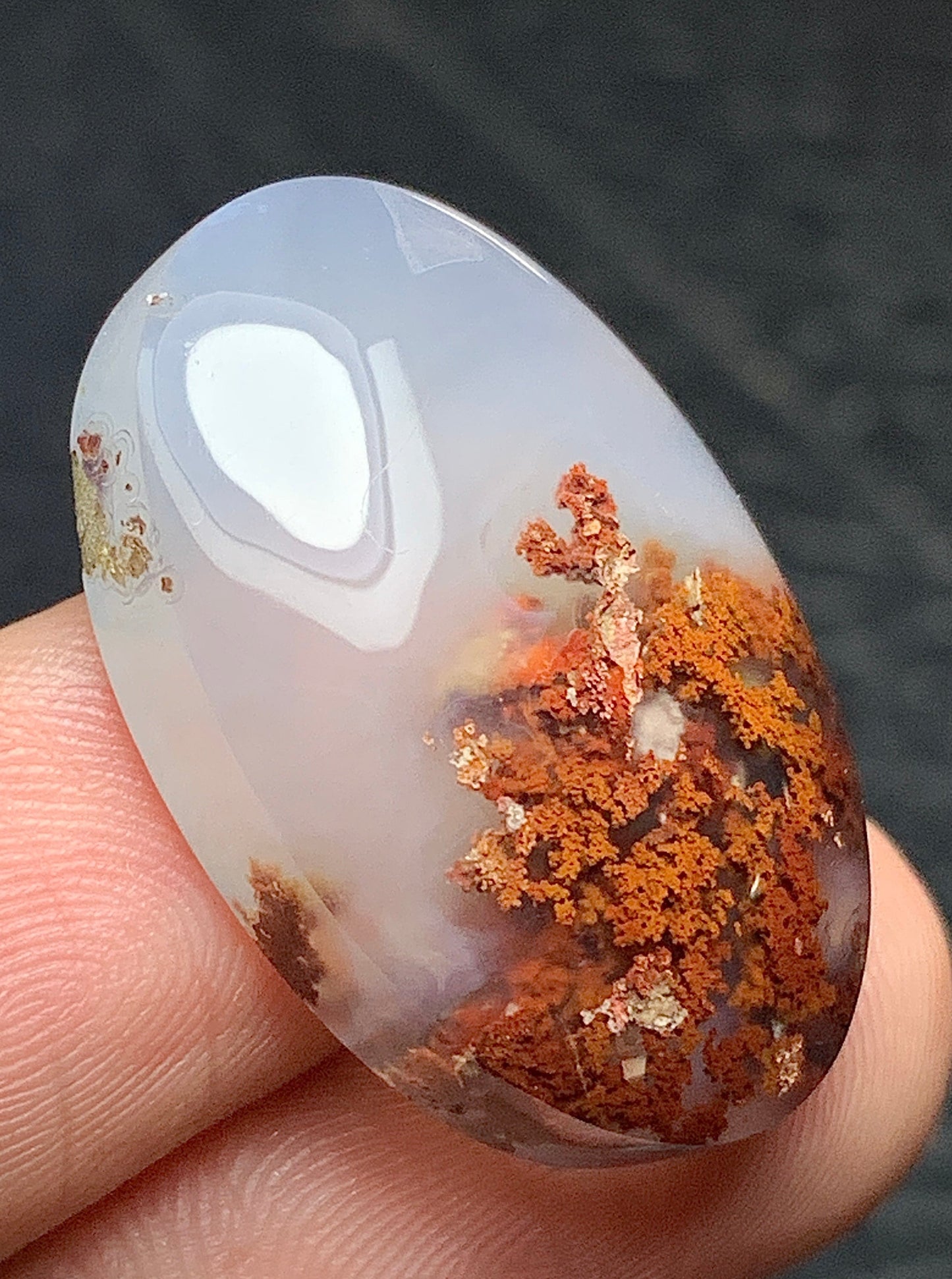 Scenic Moss Agate Oval Cabochon 26x18x7.8mm