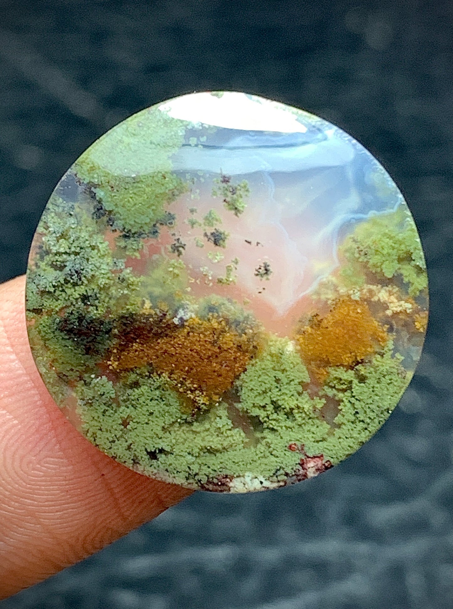 Scenic Moss Agate Round Cabochon 19.3x19.3x3.8mm