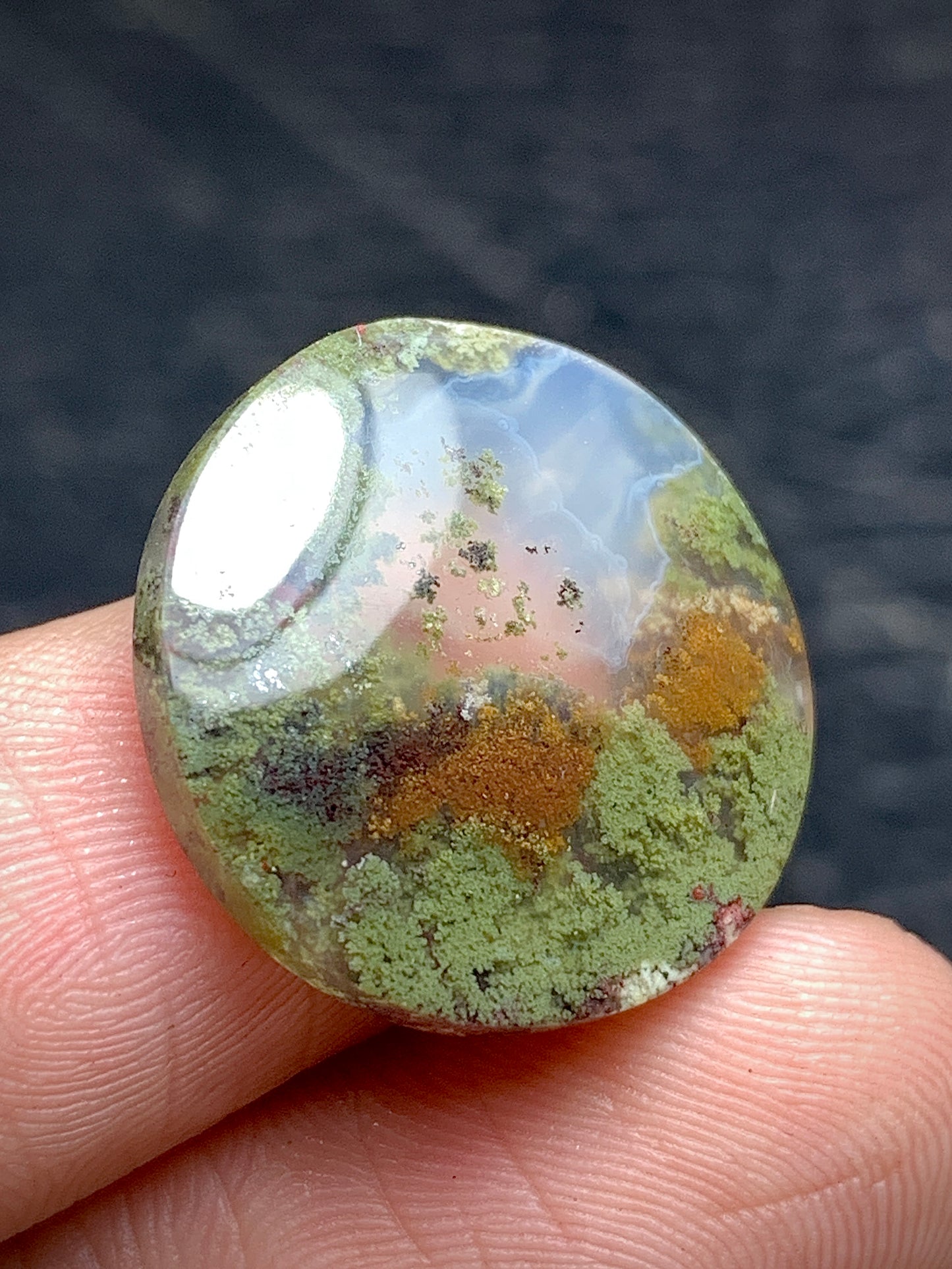 Scenic Moss Agate Round Cabochon 19.3x19.3x3.8mm