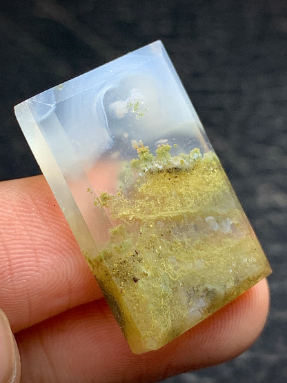 Scenic Moss Agate Rectangle Cabochon 26x16.6x5 mm