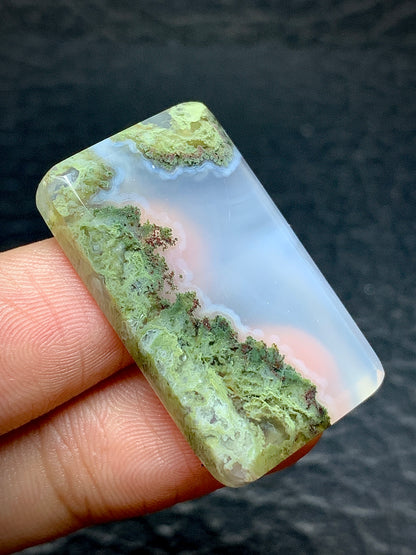 Scenic Moss Agate Rectangle Cabochon 32x19.5x5 mm