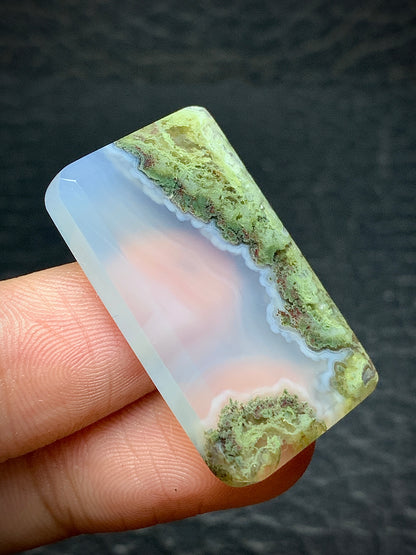 Scenic Moss Agate Rectangle Cabochon 32x19.5x5 mm