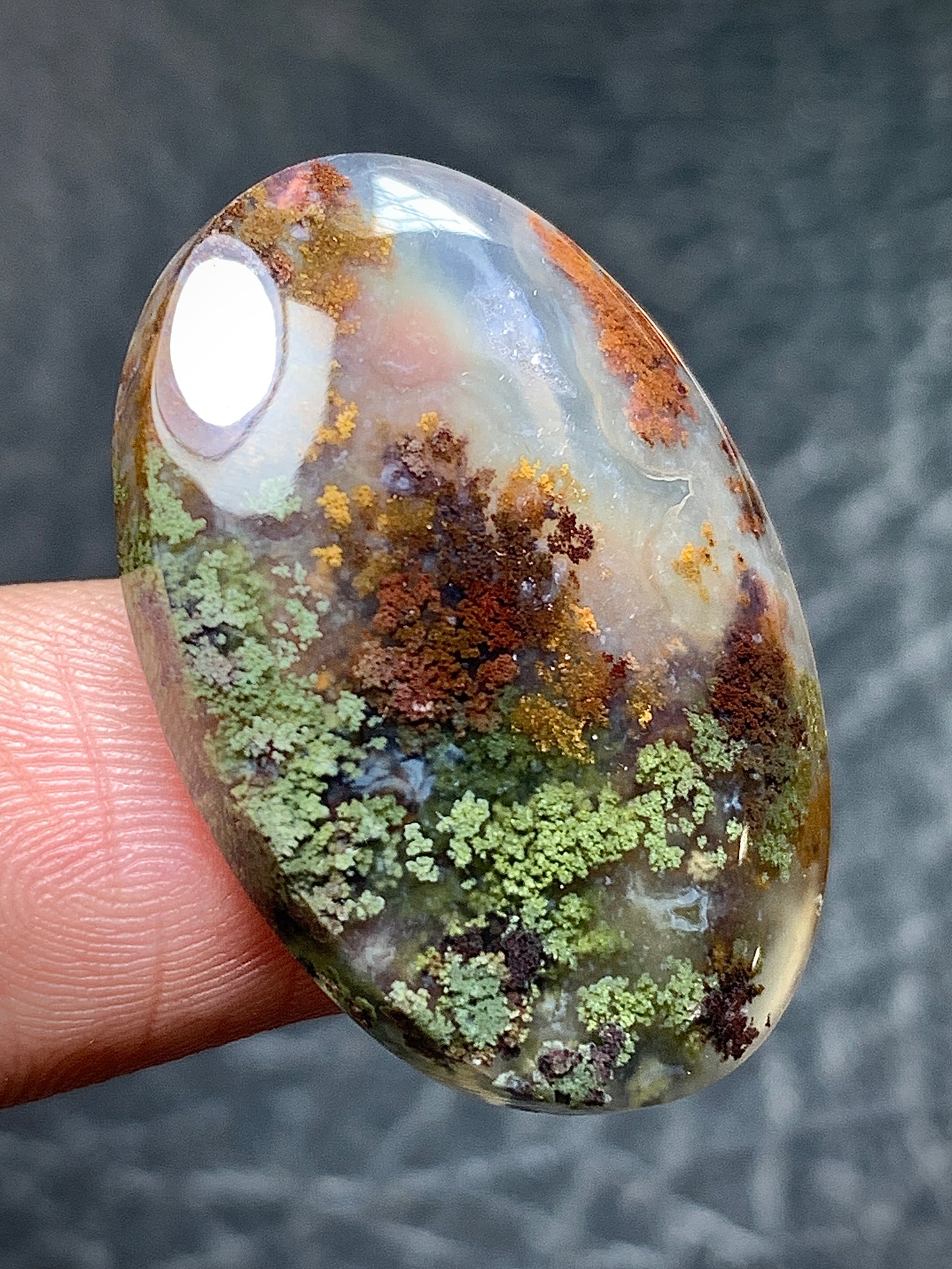 Scenic Moss Agate Oval Cabochon 28.1x19.8x5.9 mm