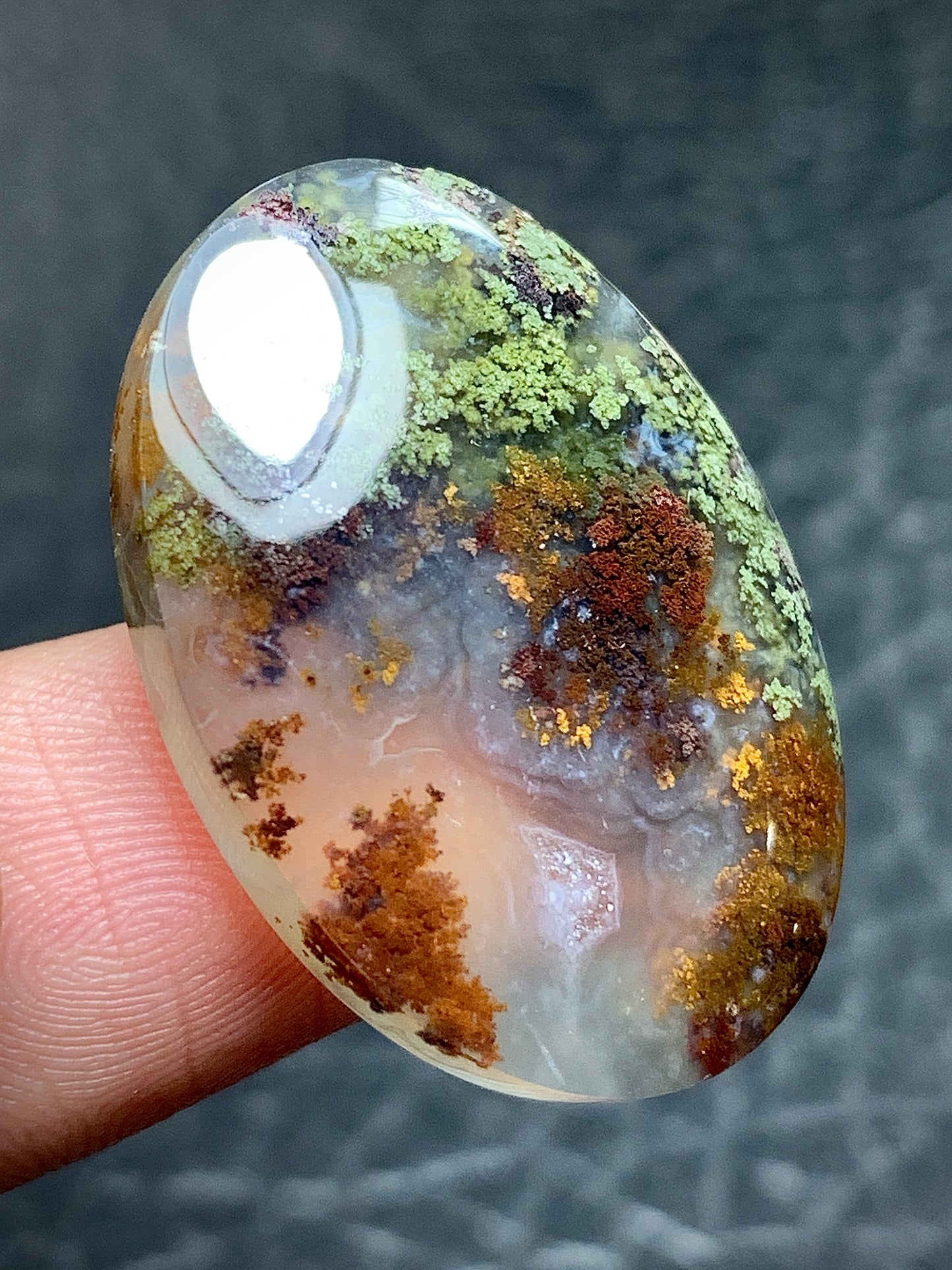 Scenic Moss Agate Oval Cabochon 28.1x19.8x5.9 mm