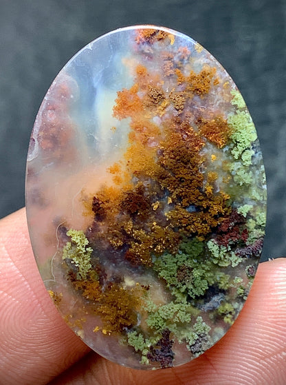 Scenic Moss Agate Oval Cabochon 28.1x19.8x5.9 mm