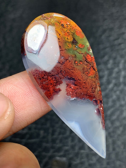 Scenic Moss Agate Teardrop Cabochon 44x20.5x5mm