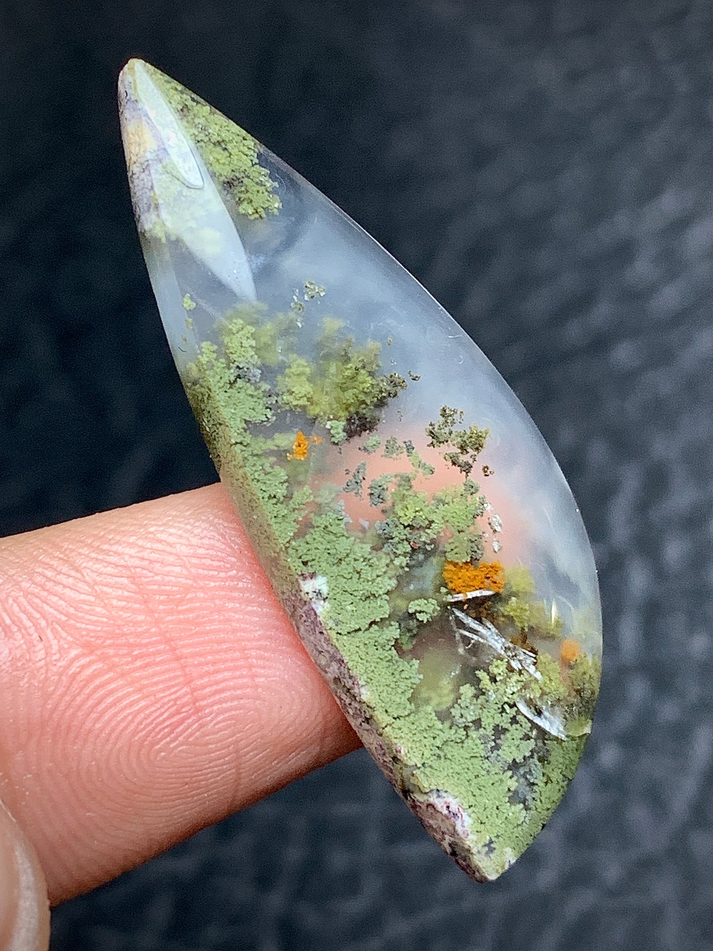 Scenic Moss Agate Teardrop Cabochon 36x19x5mm