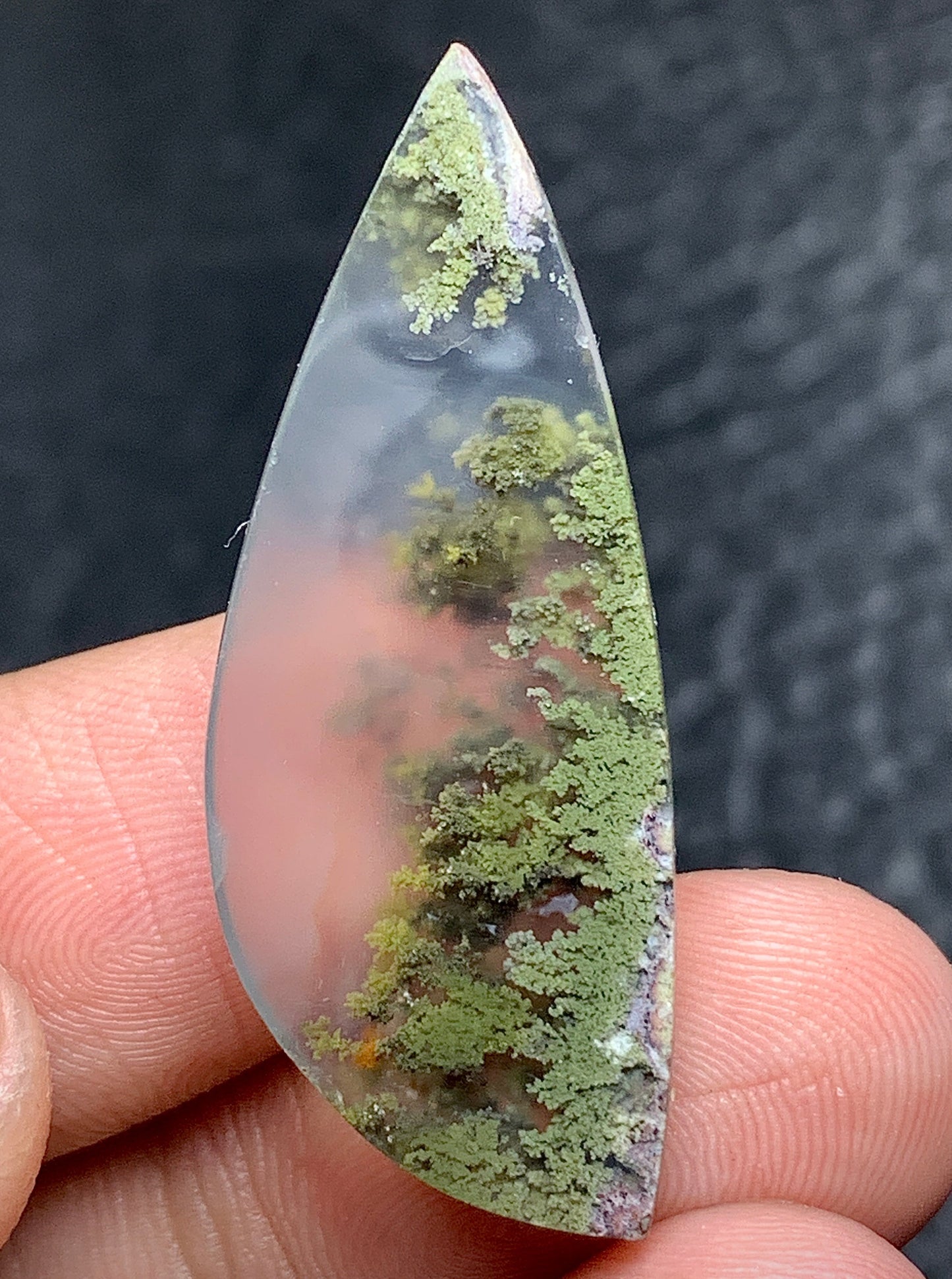 Scenic Moss Agate Teardrop Cabochon 36x19x5mm