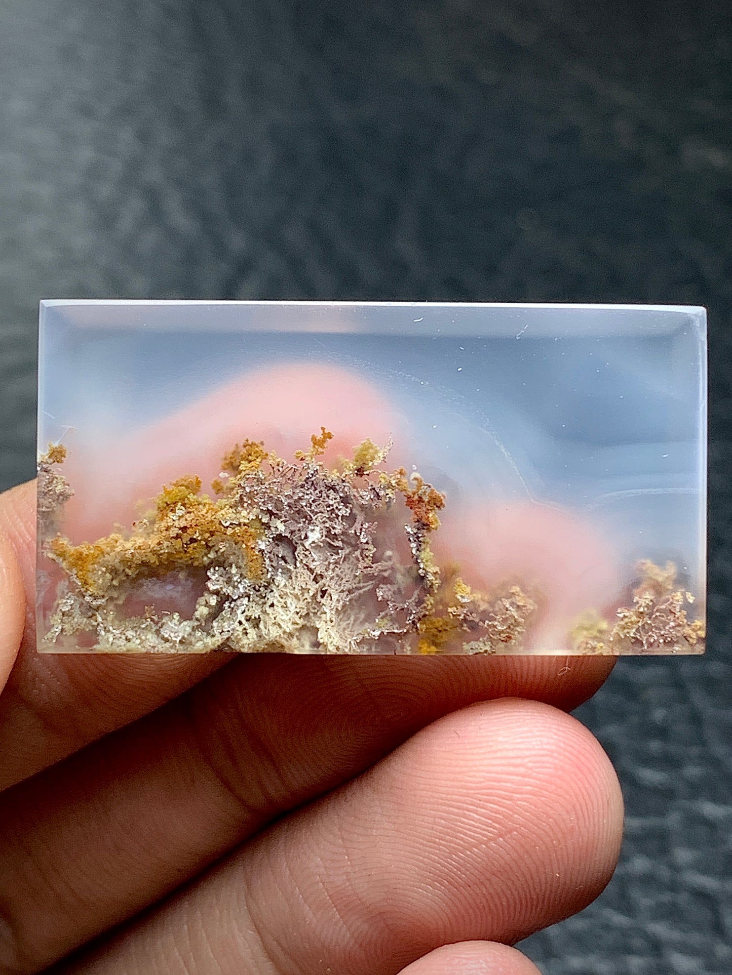 Scenic Moss Agate Rectangle Cabochon 36.2x19x4.5mm with Underwater Scenery Pattern