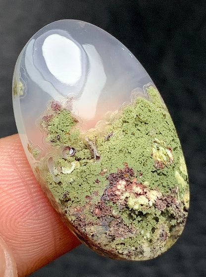 Scenic Moss Agate Oval Cabochon 26.5x15.8x6mm