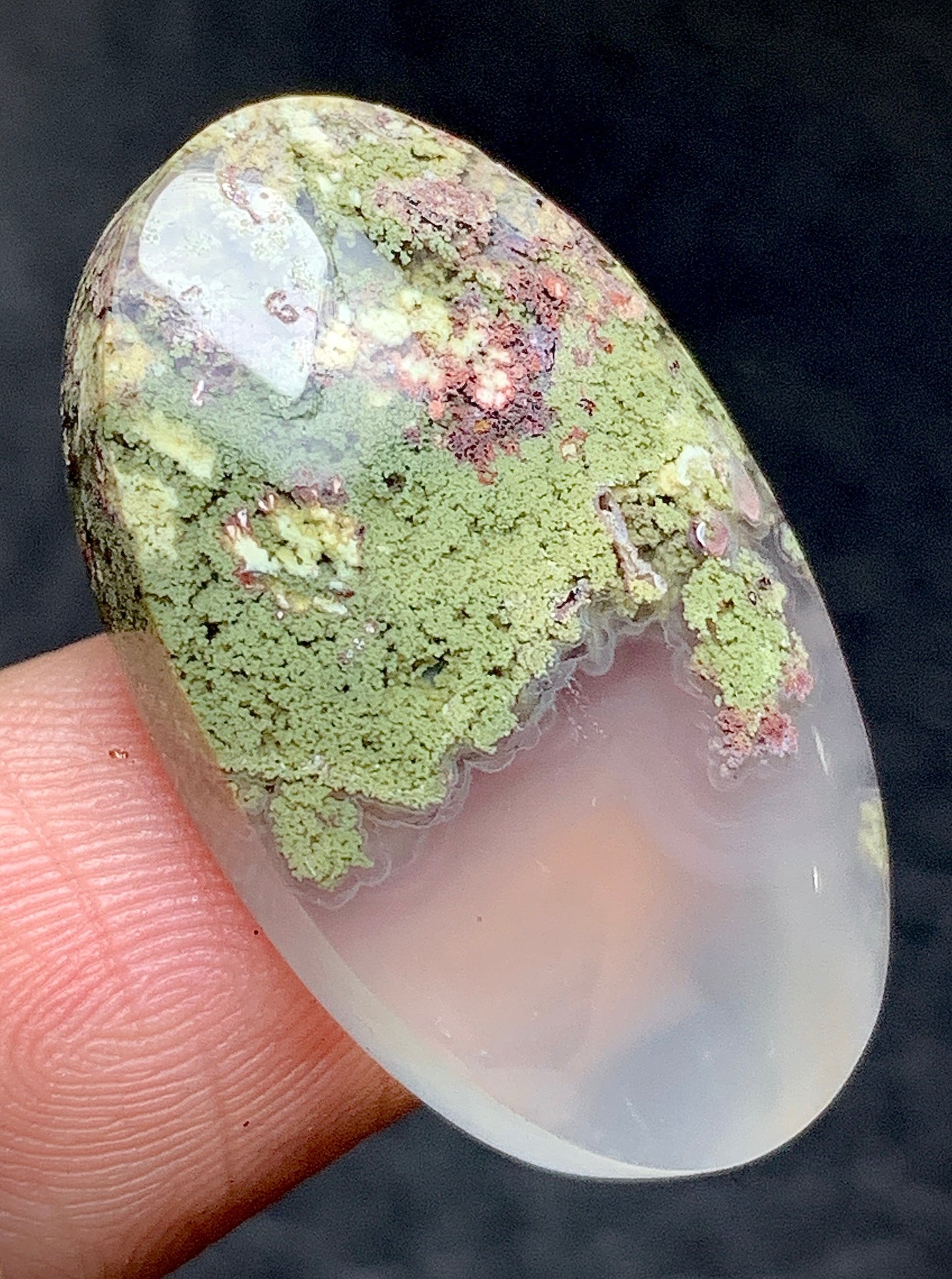 Scenic Moss Agate Oval Cabochon 26.5x15.8x6mm