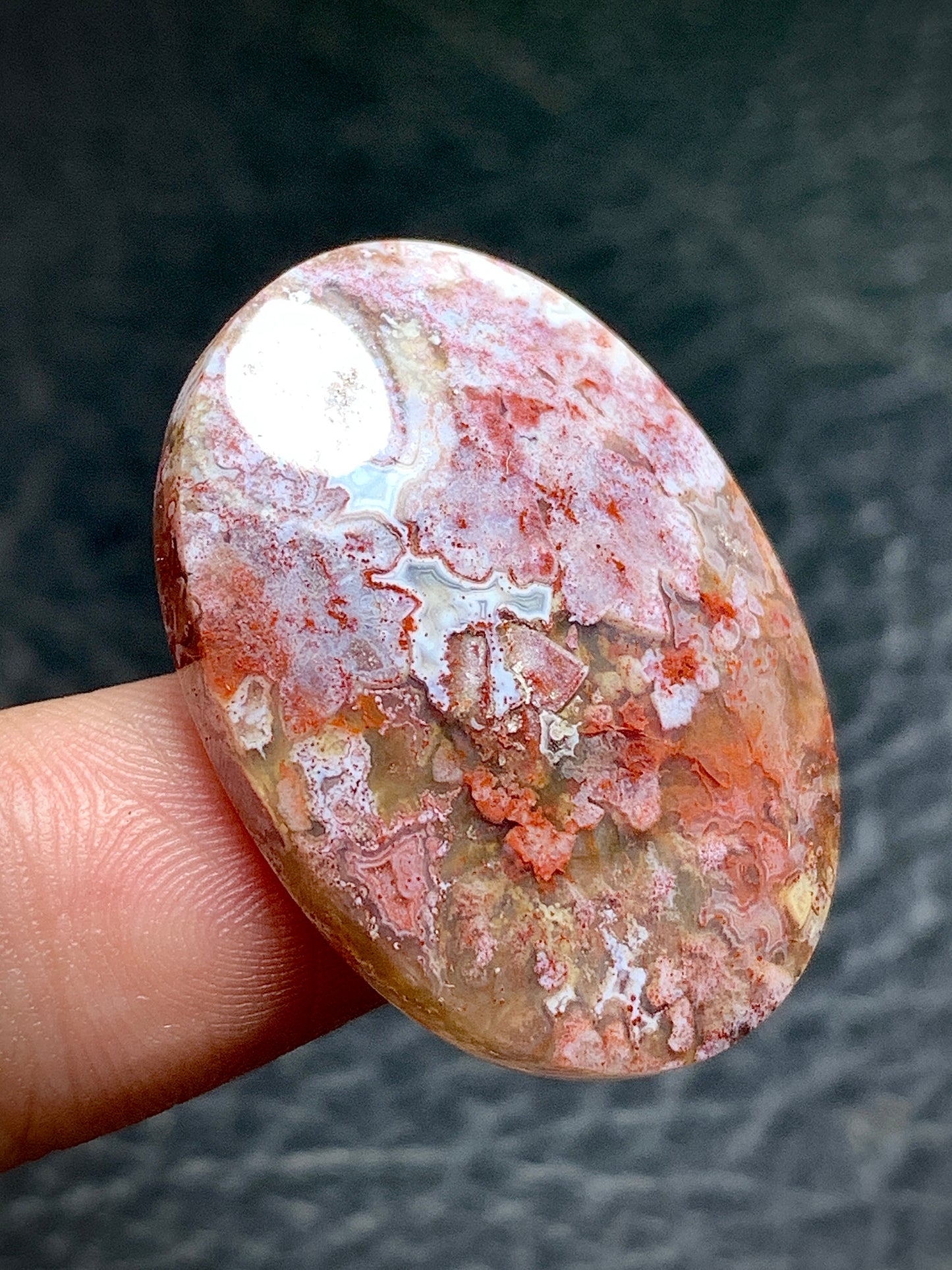 Unique Moss Agate Oval Cabochon 31.4x22.5x7mm