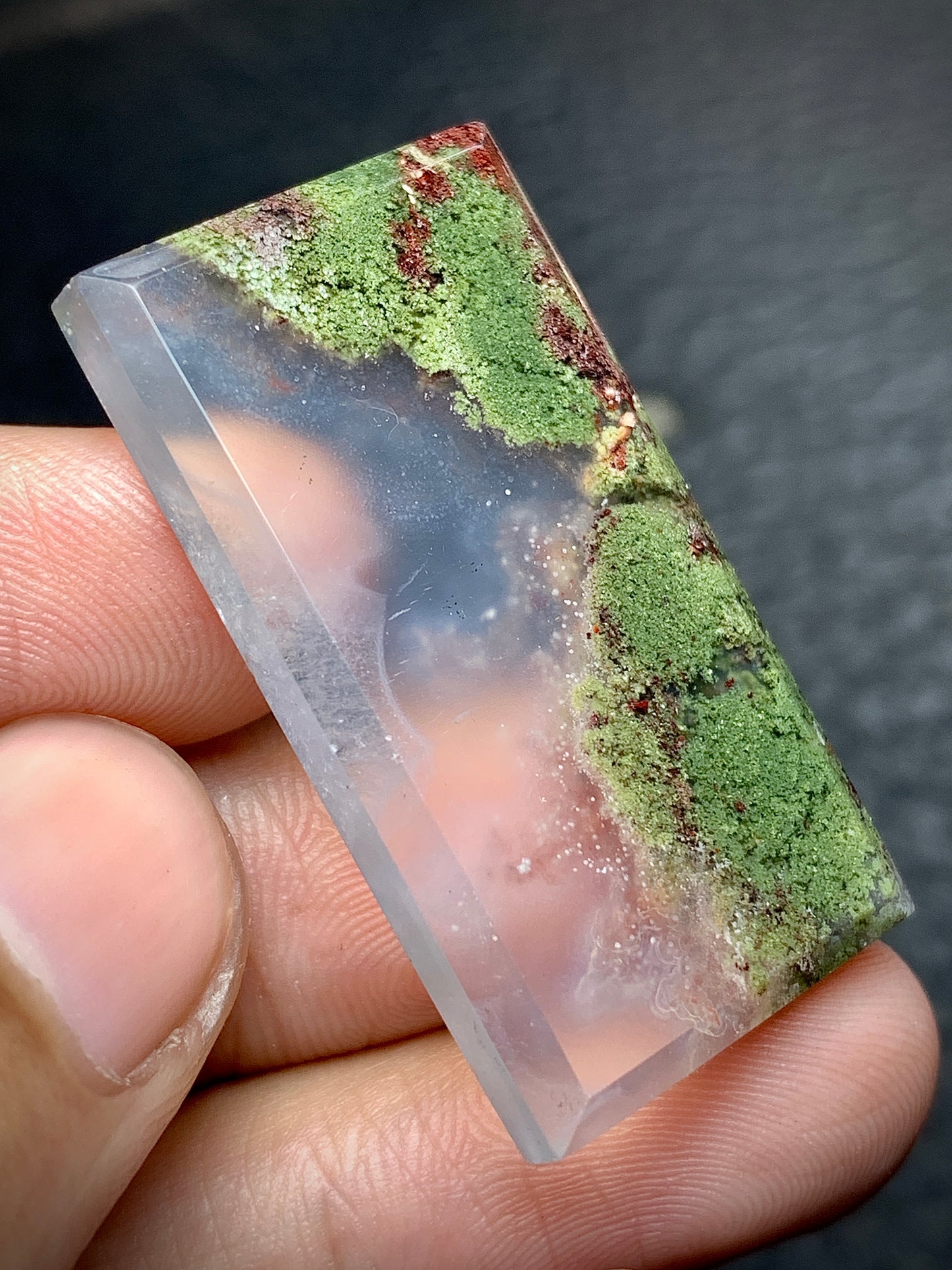 Green Scenic Moss Agate Rectangle Cabochon from East Java 36x20x4mm