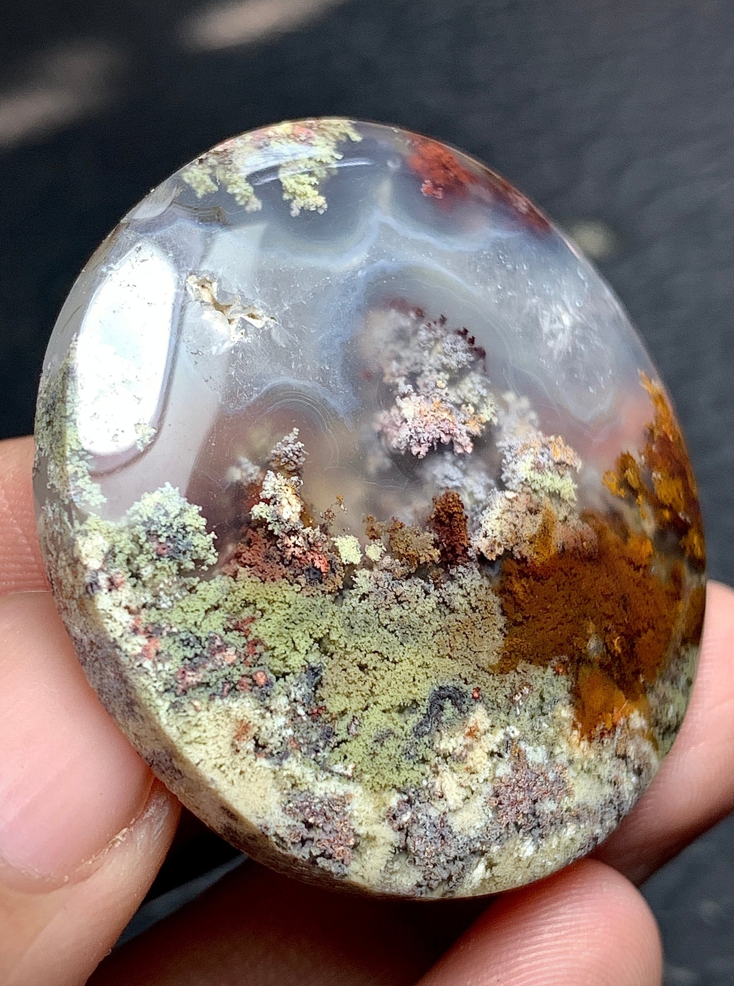 Unique Scenic Moss Agate Round Cabochon 38.3x38.3x8mm