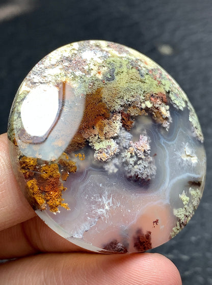 Unique Scenic Moss Agate Round Cabochon 38.3x38.3x8mm