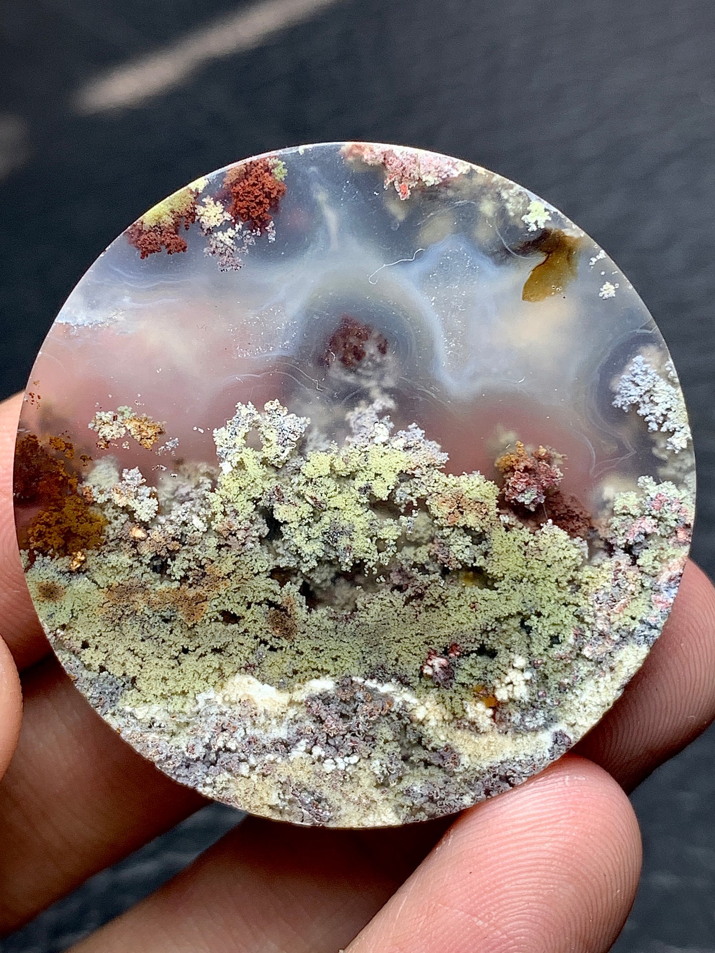 Unique Scenic Moss Agate Round Cabochon 38.3x38.3x8mm