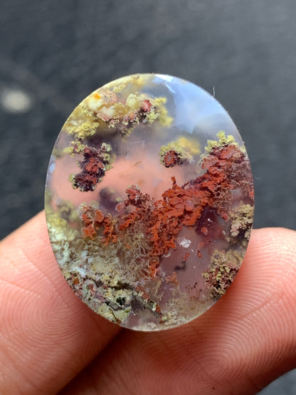 Scenic Moss Agate Oval Cabochon 23.5x19x7mm