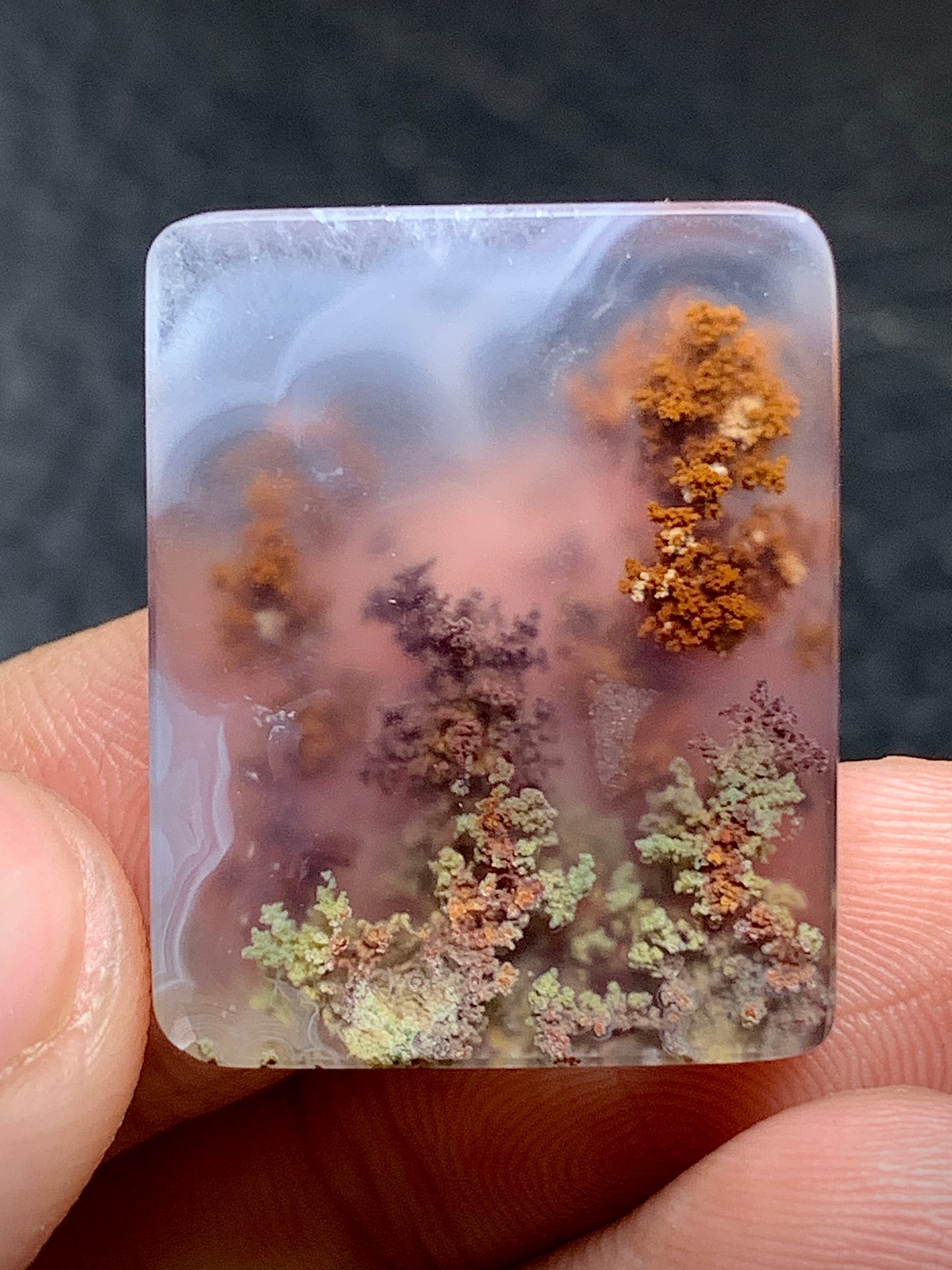 Scenic Moss Agate Rectangle Cabochon 24.8x19.5x4.9mm