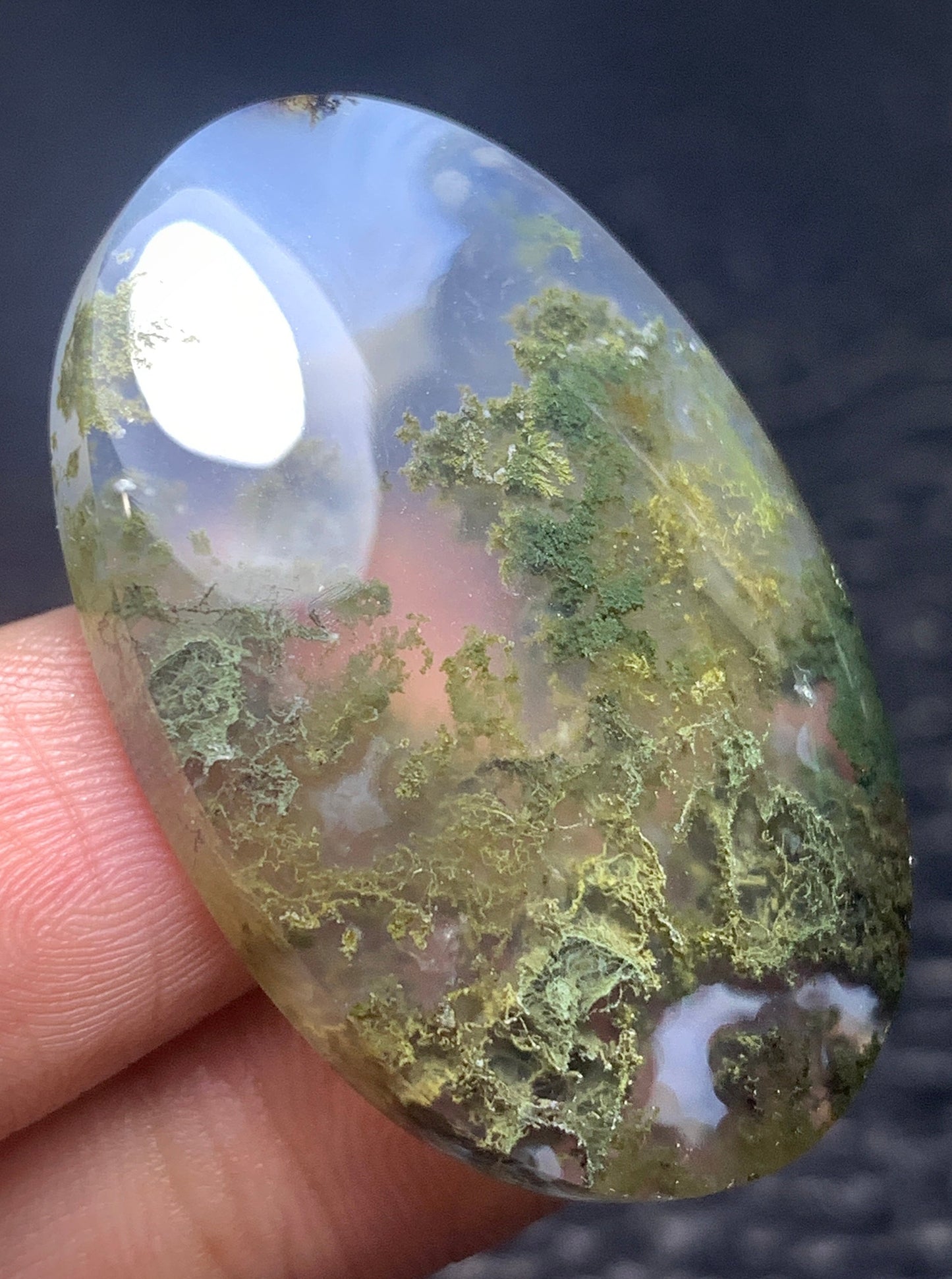 Scenic Moss Agate Oval Cabochon 37x24.5x8 mm