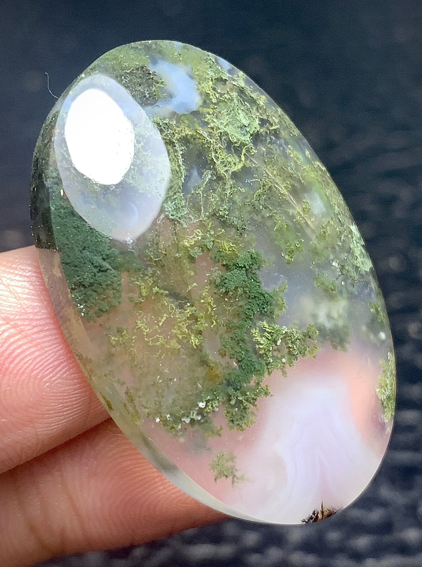 Scenic Moss Agate Oval Cabochon 37x24.5x8 mm