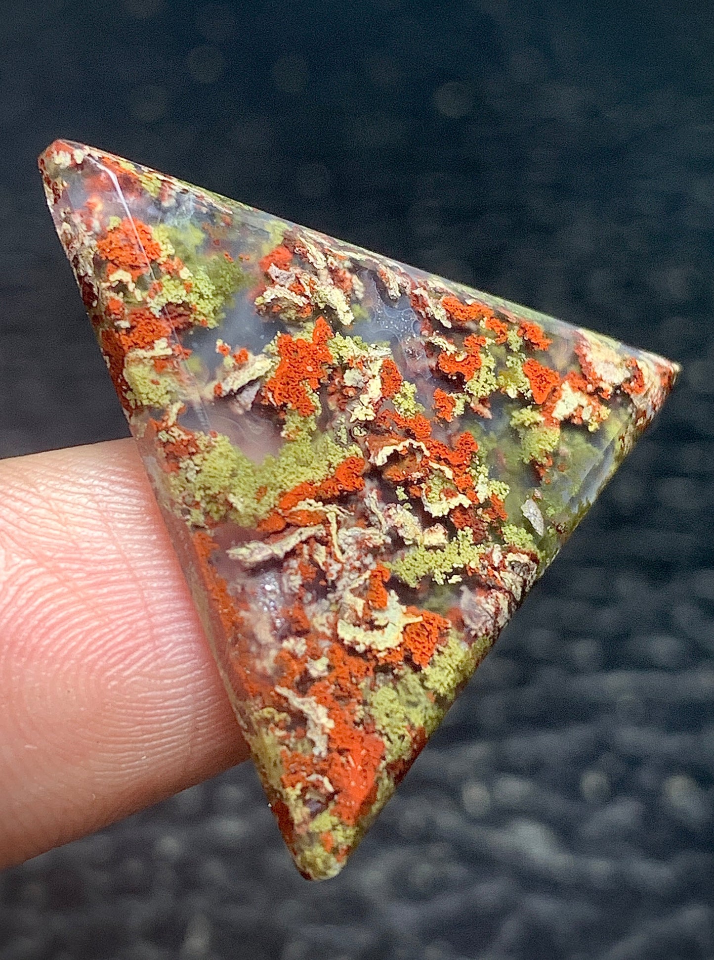 Scenic Moss Agate Triangle Cabochon 28x26x3.4mm