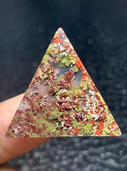 Scenic Moss Agate Triangle Cabochon 28x26x3.4mm