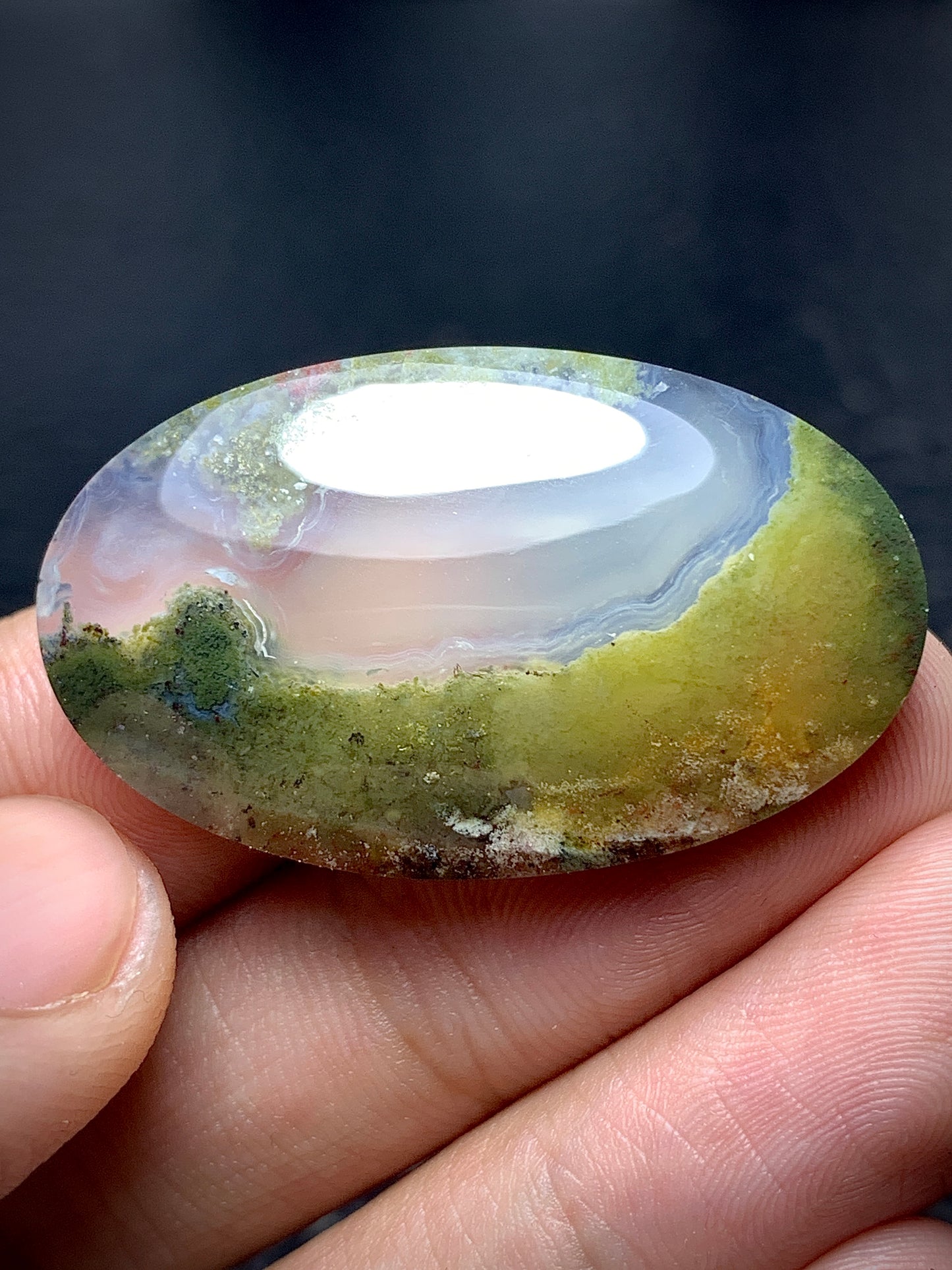 Scenic Moss Agate Oval Cabochon 35x21x5.9mm