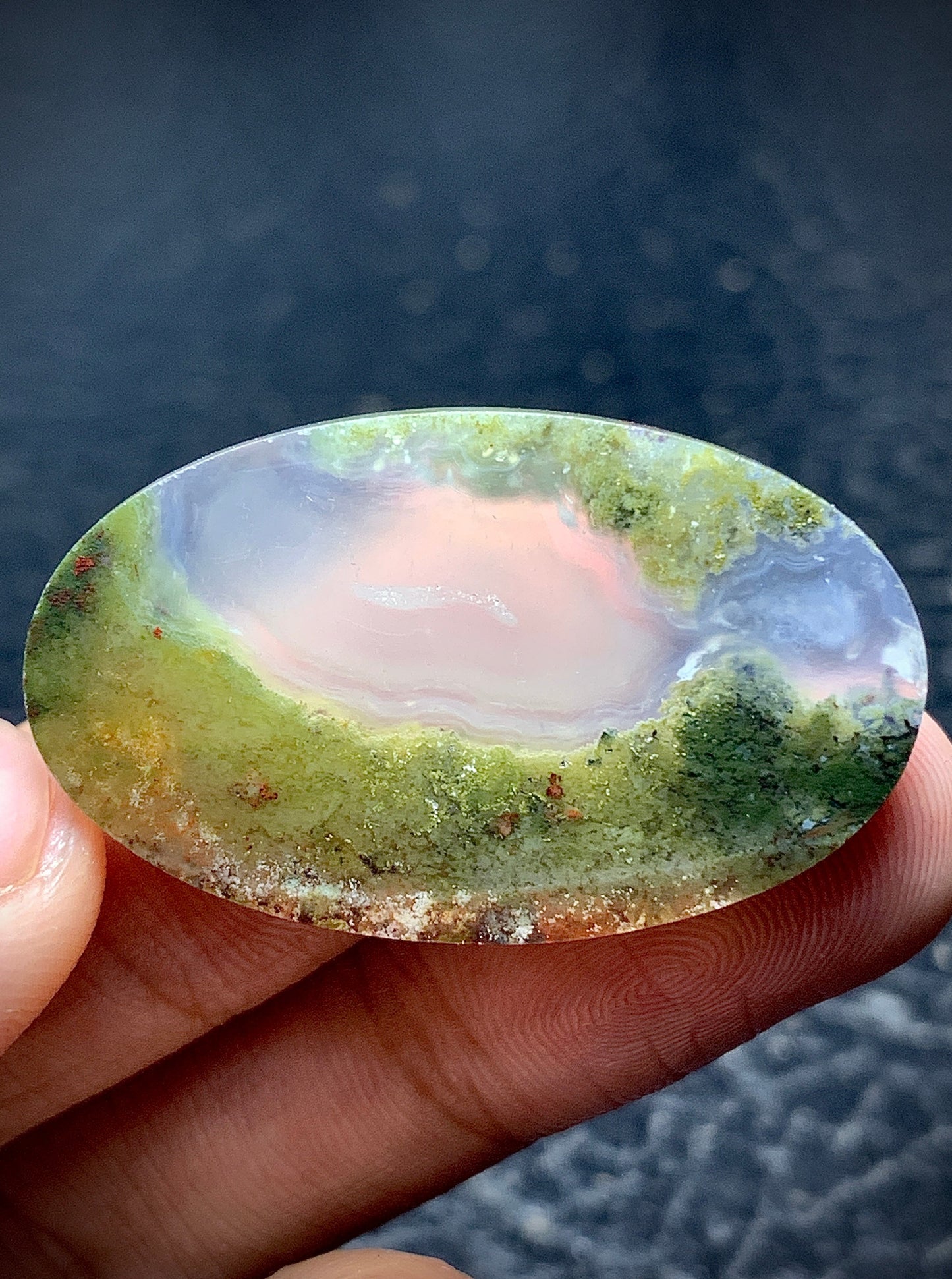 Scenic Moss Agate Oval Cabochon 35x21x5.9mm