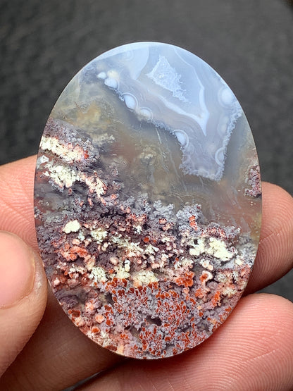 Scenic Moss Agate Oval Cabochon 38x27.2x7mm