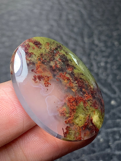 Unique Scenic Moss Agate Oval Cabochon 31x22.3x6 mm