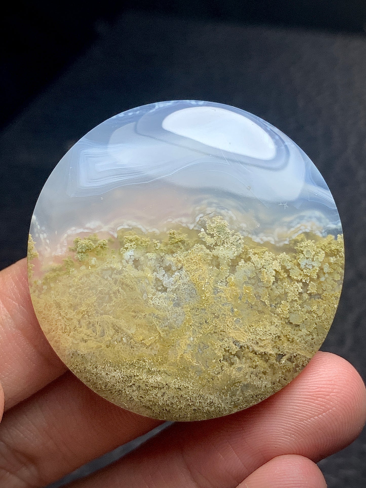 Scenic Moss Agate Round Cabochon 39.5x39.5x7 mm