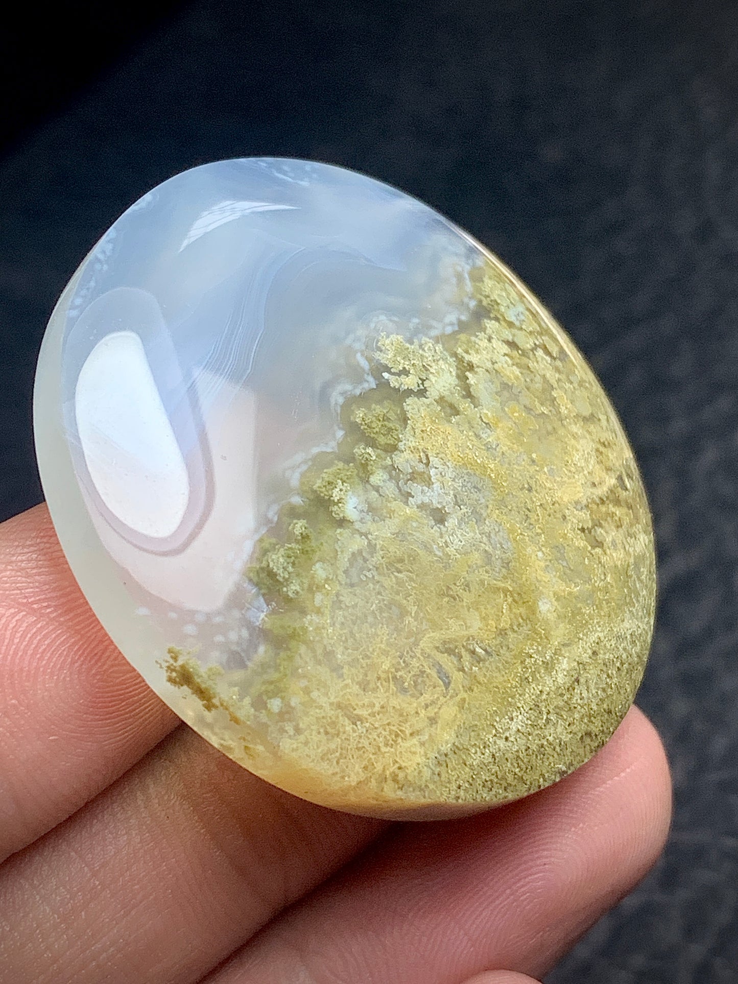 Scenic Moss Agate Round Cabochon 39.5x39.5x7 mm