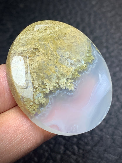 Scenic Moss Agate Round Cabochon 39.5x39.5x7 mm