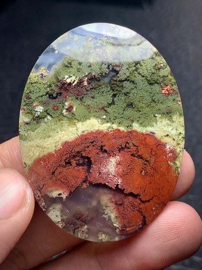 Scenic Moss Agate Oval Cabochon 46x35x6.6mm