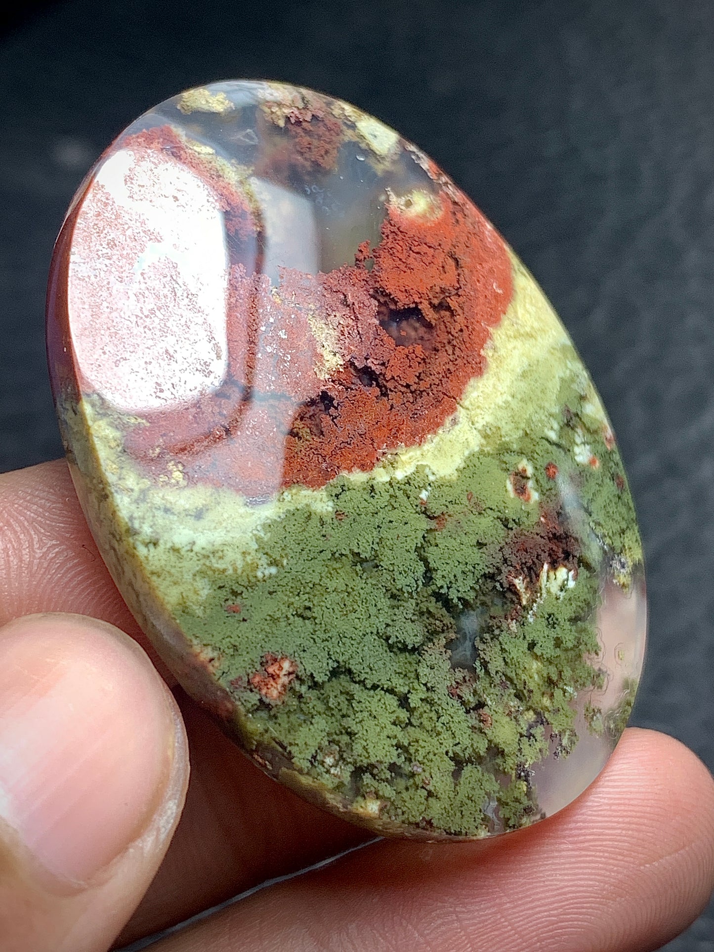 Scenic Moss Agate Oval Cabochon 46x35x6.6mm