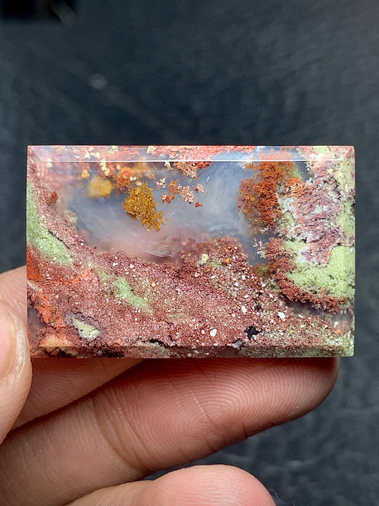 Scenic Moss Agate Rectangle Cabochon 32x21x4.2mm