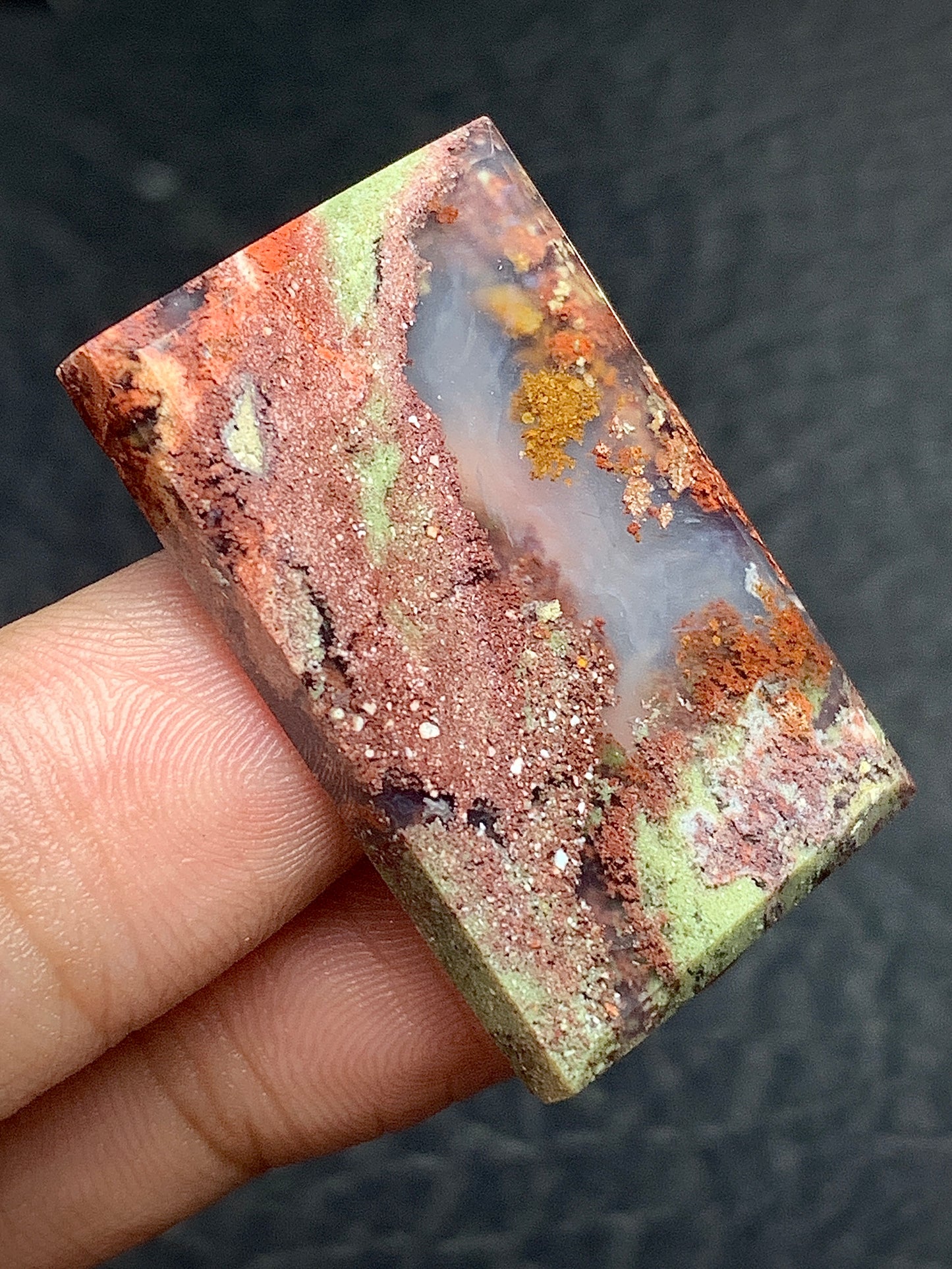 Scenic Moss Agate Rectangle Cabochon 32x21x4.2mm